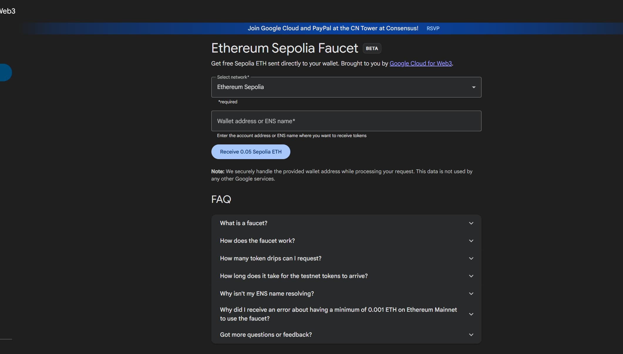 Ethereum Sepolia Faucet-beta